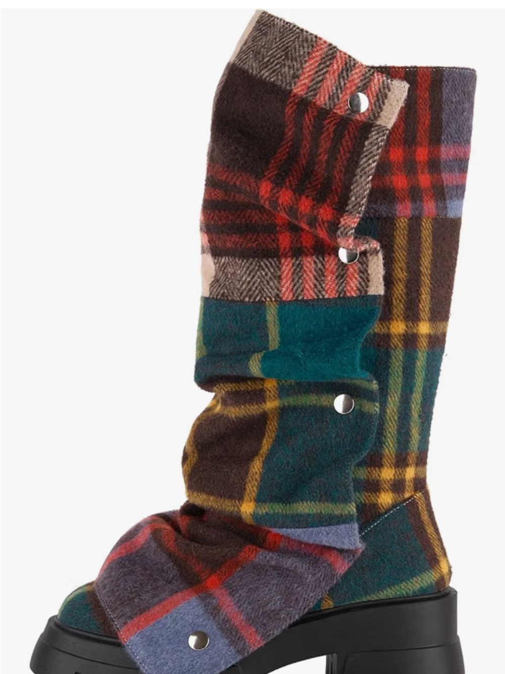 Plaid Slouch Combat Boot in Multi-Color
